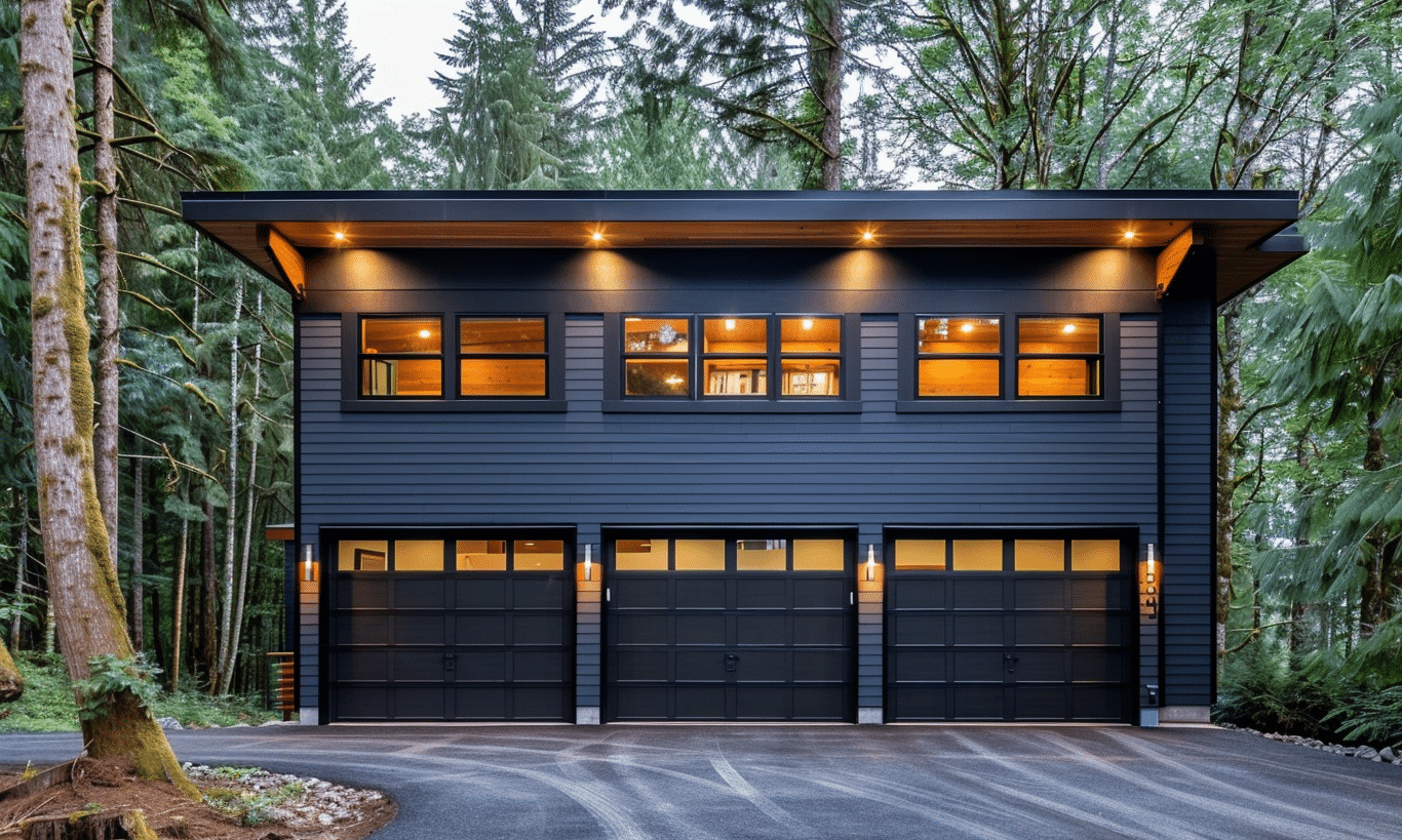 A modern two-storey garage showcasing the flexibility and function of a 30x64 space.